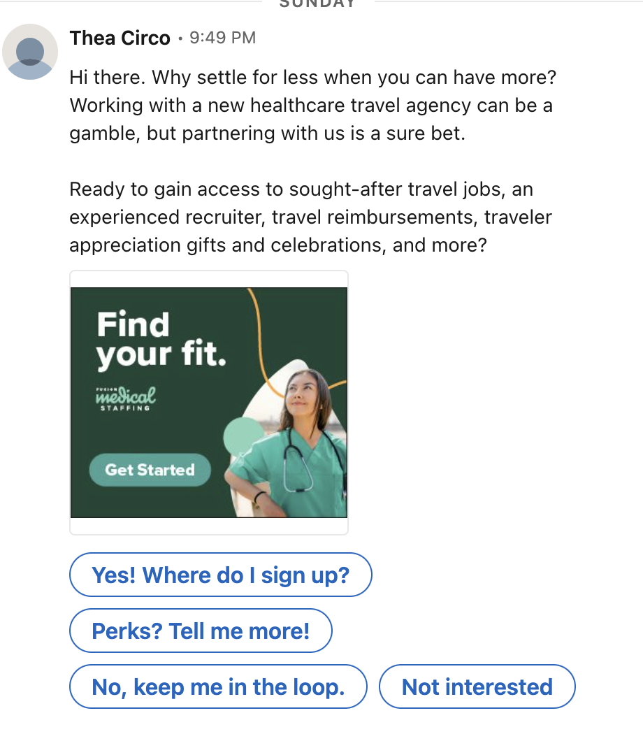 LinkedIn Conversation Ad example